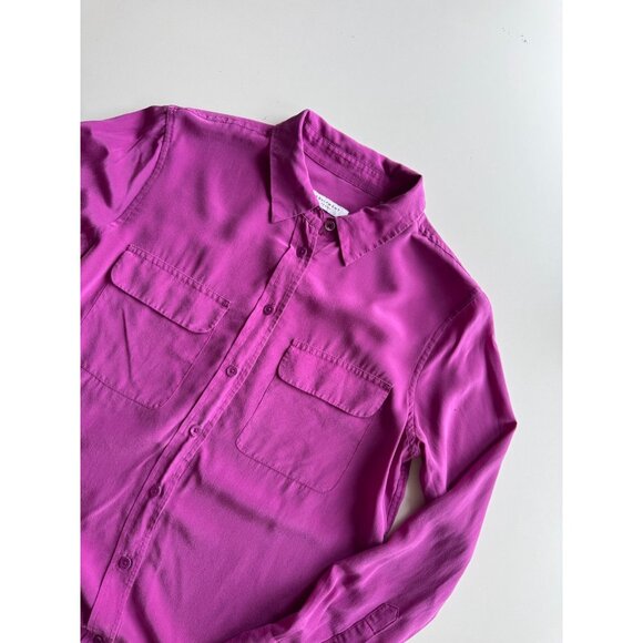 EQUIPMENT Slim Signature Purple 100% Silk Crepe Button Up Shirt, Size S - Picture 3 of 16